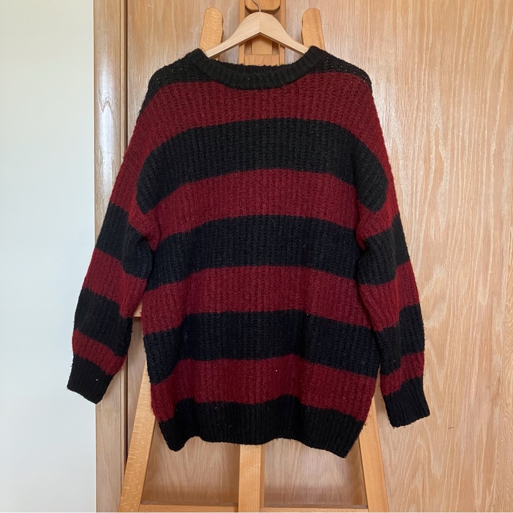 H&M black and burgundy striped sweater!